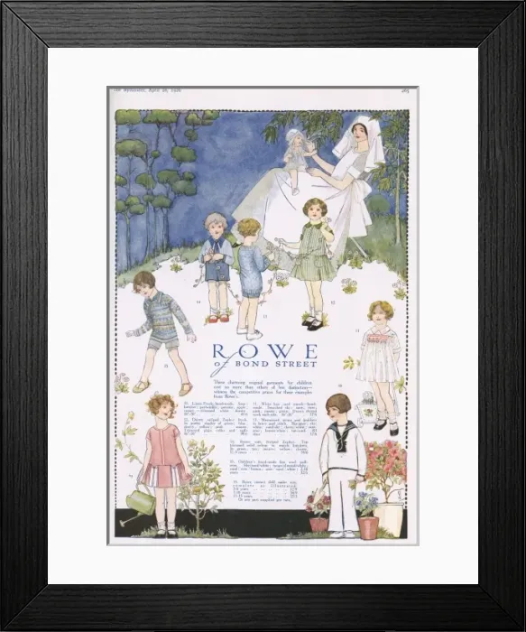 Framed Print : Rowe childrens fashion advertisement Framed Print : Rowe childrens fashion advertisement