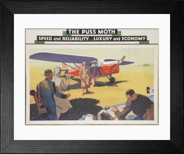 Framed Print : Flying Poster The Puss Moth Framed Print : Flying Poster The Puss Moth