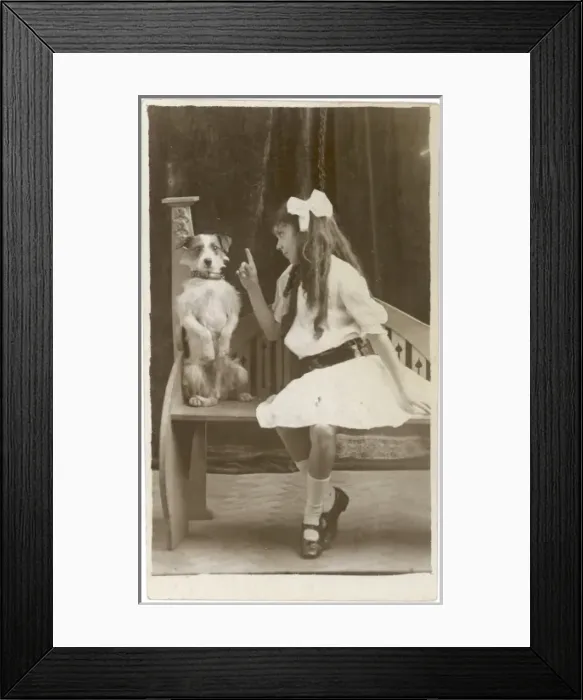 Framed Print : Teaching him to Sit Framed Print : Teaching him to Sit