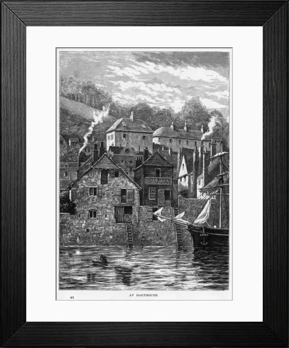 Framed Print : DARTMOUTH. Dartmouth, Devon, seen from the river Framed Print : DARTMOUTH. Dartmouth, Devon, seen from the river