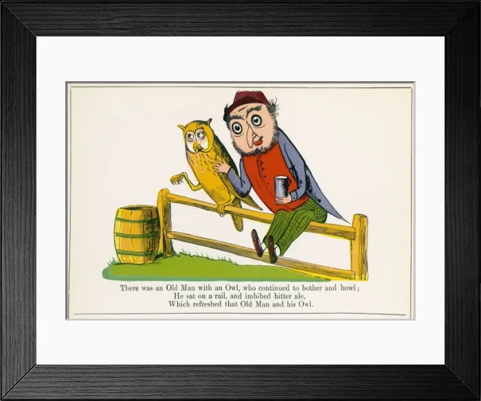 Framed Print : Lear / Nonsense / Man & Owl Framed Print : Lear / Nonsense / Man & Owl