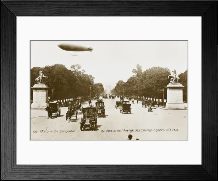 Framed Print : Airship over the Champs Elysees, Paris Framed Print : Airship over the Champs Elysees, Paris