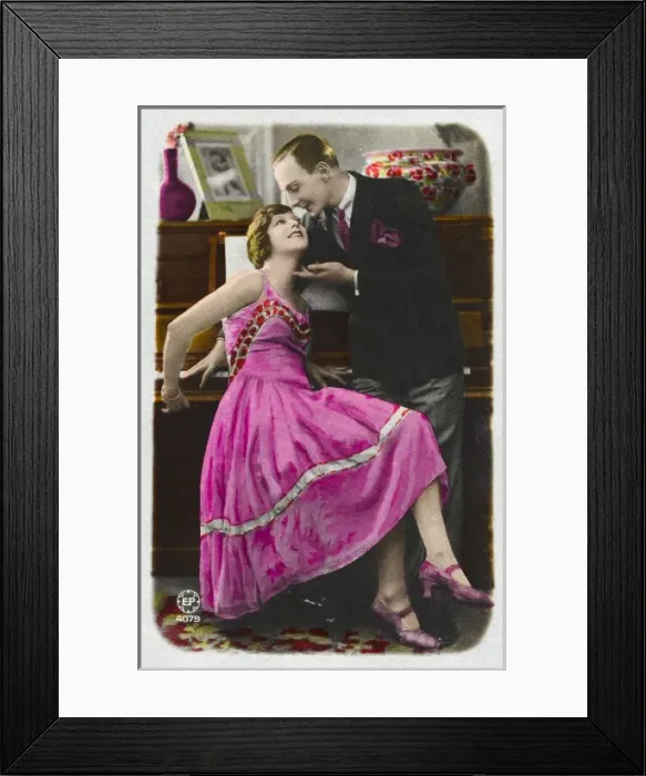 Framed Print : Love at the piano / postcard Framed Print : Love at the piano / postcard