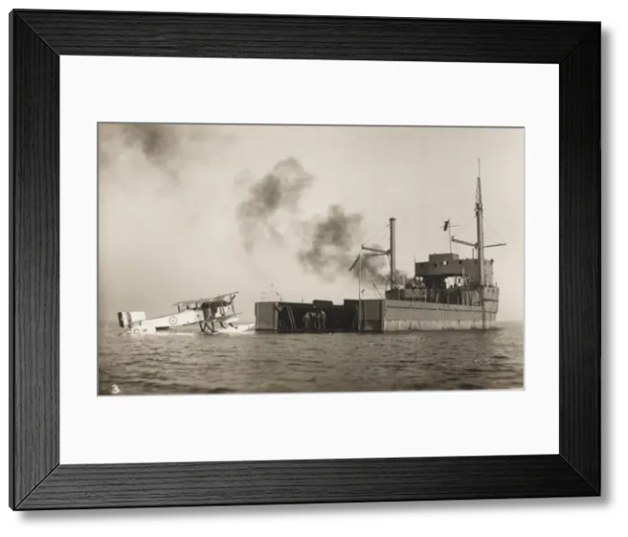 Framed Print : Off Portland Harbour - Seaplane and Transport ship Framed Print : Off Portland Harbour - Seaplane and Transport ship