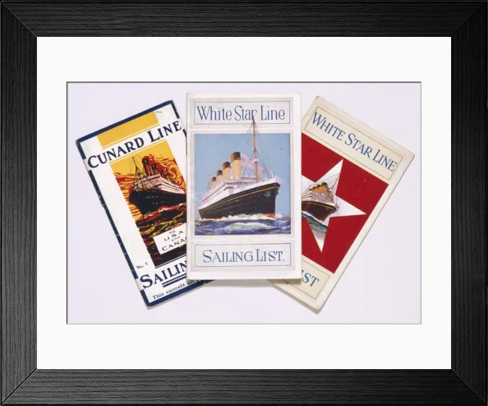 Framed Print : Sailing lists for White Star and Cunard Lines Framed Print : Sailing lists for White Star and Cunard Lines