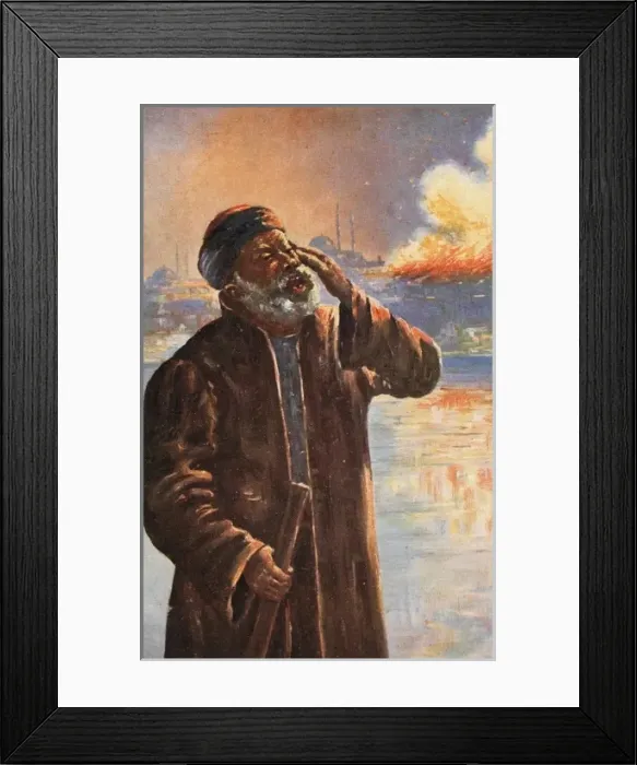 Framed Print : Night Watchman crying Fire