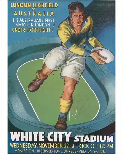 London Highfield v. Australia rugby advertisement