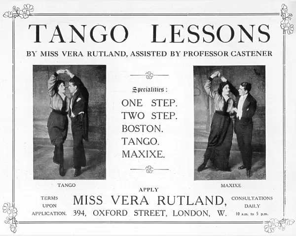 An advertisement for tango lessons