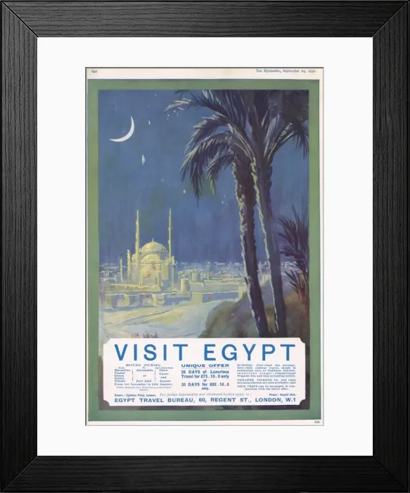 Framed Print : Visit Egypt tourism advertisement Framed Print : Visit Egypt tourism advertisement