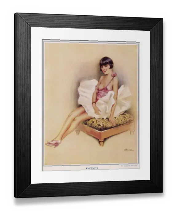 Framed Print : Entr acte. Young ballet dancer or flapper girl posing on a stool Framed Print : Entr acte. Young ballet dancer or flapper girl posing on a stool