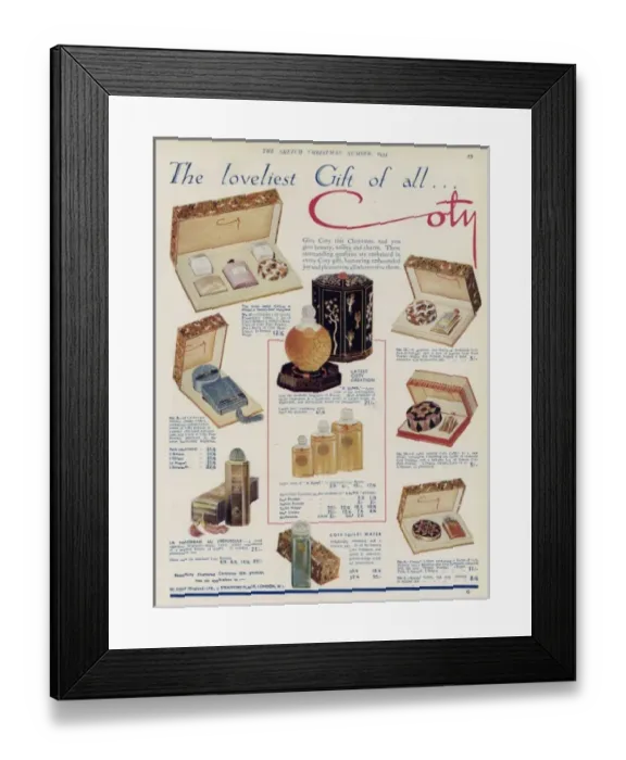 Framed Print : An advertisement for Coty products Framed Print : An advertisement for Coty products
