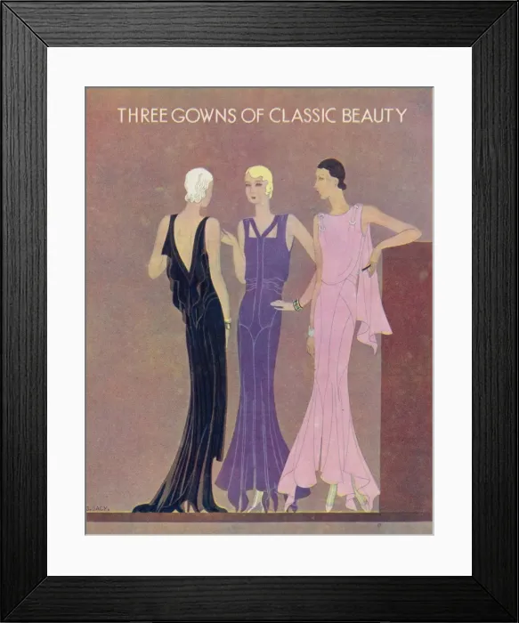 Framed Print : Three Gowns of Classic Beauty, by G. Sacy Framed Print : Three Gowns of Classic Beauty, by G. Sacy