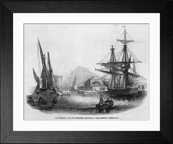 Framed Print : GRAVESEND. The terminus of the Rochester and Gravesend Railway at Gravesend, Kent Framed Print : GRAVESEND. The terminus of the Rochester and Gravesend Railway at Gravesend, Kent