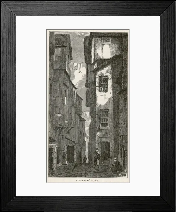 Framed Print : EDINBURGH. A narrow, steep close, believed to date Framed Print : EDINBURGH. A narrow, steep close, believed to date