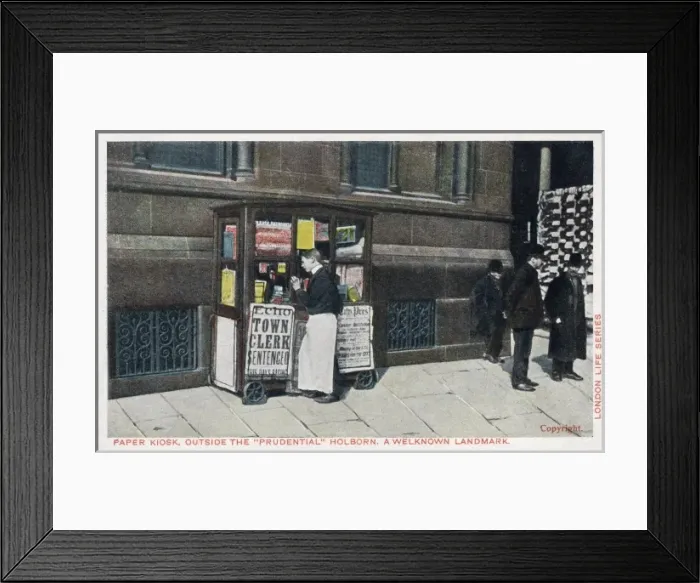 Framed Print : Paper Kiosk - The Prudential, Holborn Framed Print : Paper Kiosk - The Prudential, Holborn