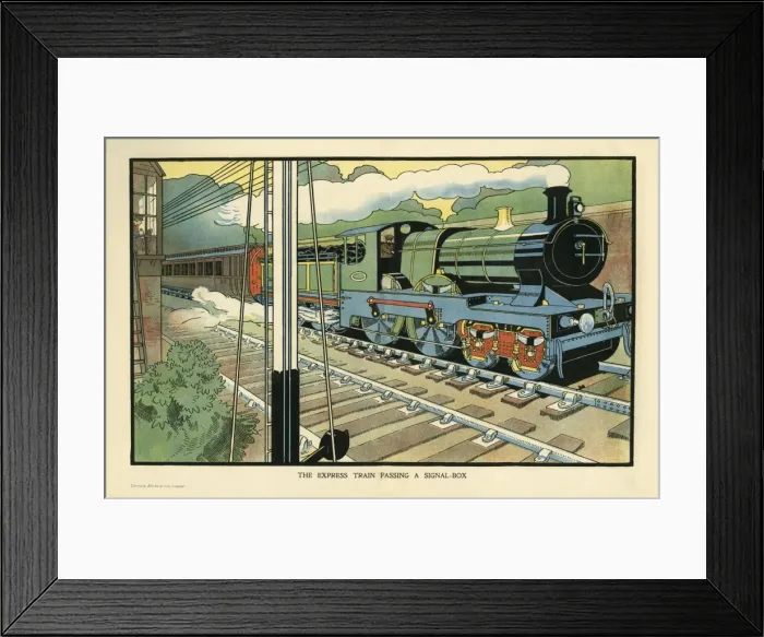 Framed Print : The Express Train passing a signal-box Framed Print : The Express Train passing a signal-box