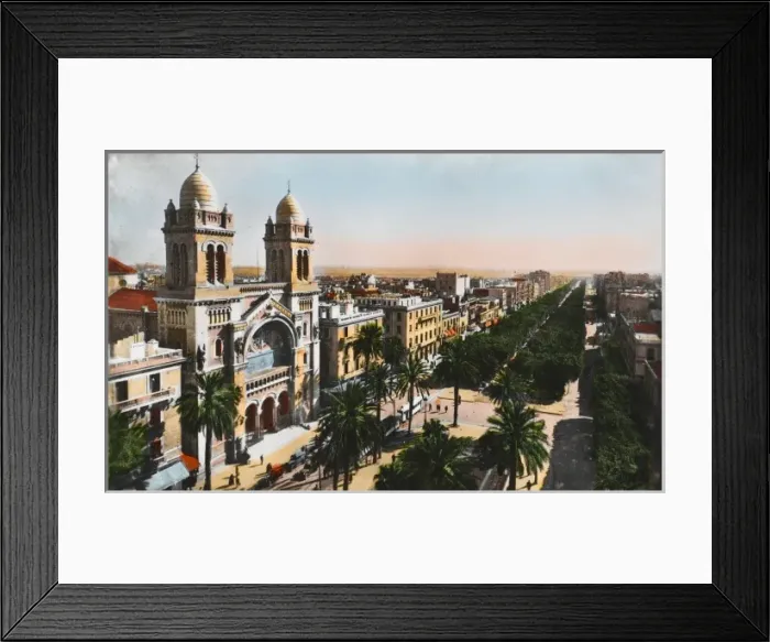 Framed Print : Tunis, Tunisia - Town View - Cathedral Framed Print : Tunis, Tunisia - Town View - Cathedral