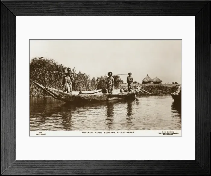 Framed Print : Sudan - Shulluck Hippo Hunters at Hillet-Abbas Framed Print : Sudan - Shulluck Hippo Hunters at Hillet-Abbas