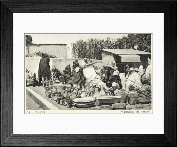 Framed Print : Pottery Sellers - Tangiers, Morocco Framed Print : Pottery Sellers - Tangiers, Morocco