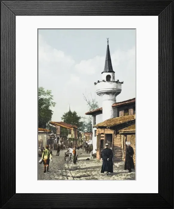Framed Print : Uskudar - Street scene with small minaret Framed Print : Uskudar - Street scene with small minaret
