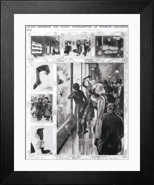 Framed Print : Glass-Smashing for Votes! by Wilmot Lunt Framed Print : Glass-Smashing for Votes! by Wilmot Lunt