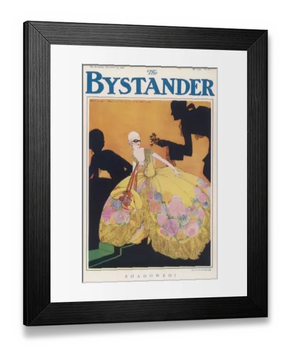 Framed Print : Shadowed. A woman in an elaborate yellow ballgown with the shadow of a Framed Print : Shadowed. A woman in an elaborate yellow ballgown with the shadow of a