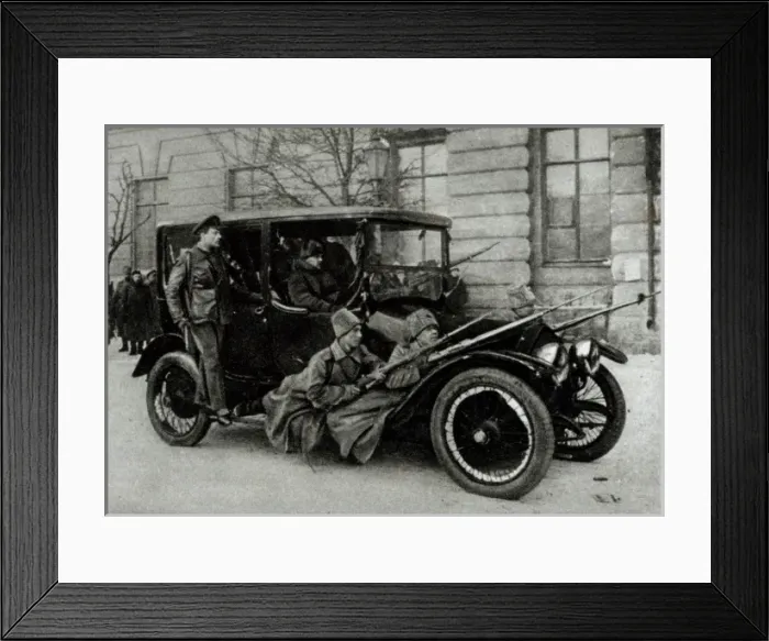 Framed Print : The Use of Motor-Cars in Street Fighting