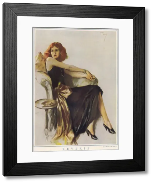 Framed Print : Reverie. A woman daydreaming Framed Print : Reverie. A woman daydreaming