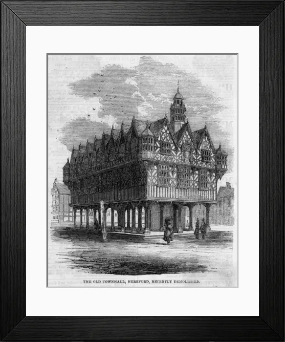 Framed Print : HEREFORD. The Town Hall, Hereford : this decrepit Framed Print : HEREFORD. The Town Hall, Hereford : this decrepit