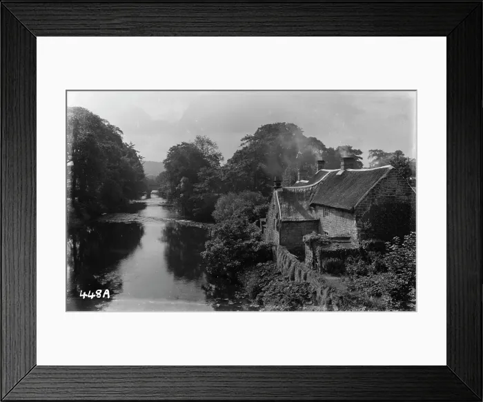 Framed Print : Tranquil River Scene with Thatched Cottage Framed Print : Tranquil River Scene with Thatched Cottage
