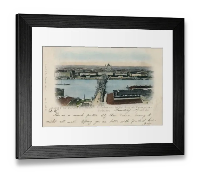Framed Print : View of Danube River and Chain Bridge, Budapest Framed Print : View of Danube River and Chain Bridge, Budapest