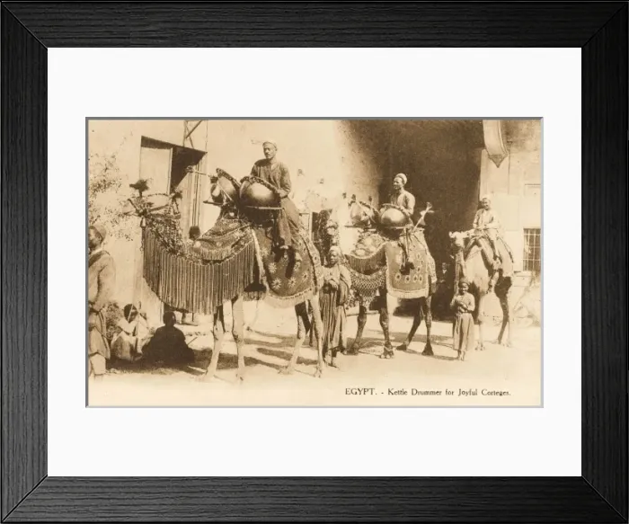 Framed Print : Egypt - Kettle Drum players riding on camels Framed Print : Egypt - Kettle Drum players riding on camels