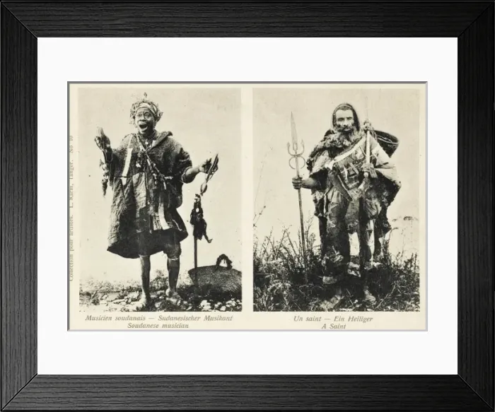 Framed Print : A Sudanese Musician and a Dervish, Morocco
