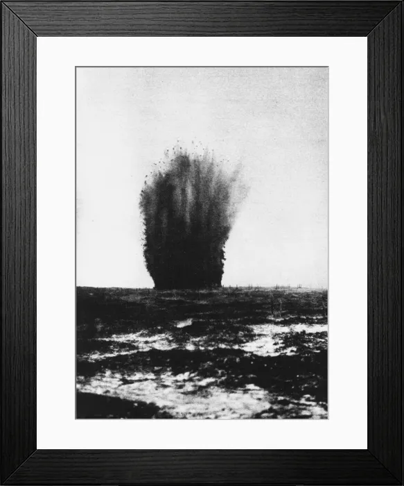 Framed Print : Mine explosion 1916 Framed Print : Mine explosion 1916
