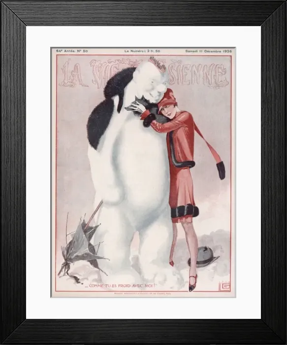 Framed Print : Woman and Snowman 1926 Framed Print : Woman and Snowman 1926
