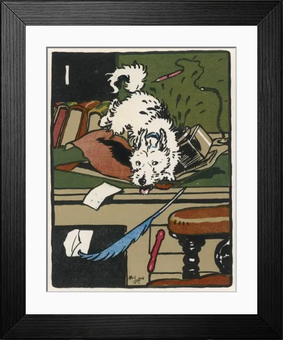 Framed Print : Clumsy Dog on Desk Framed Print : Clumsy Dog on Desk