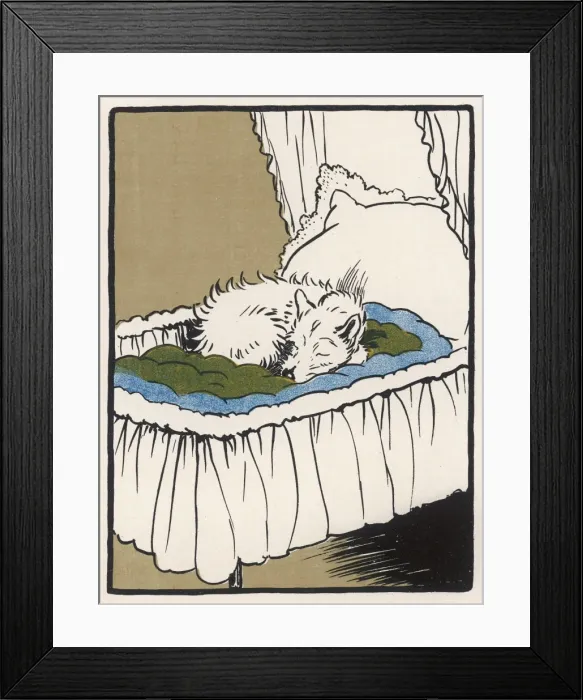 Framed Print : Puppy Asleep in Cot Framed Print : Puppy Asleep in Cot