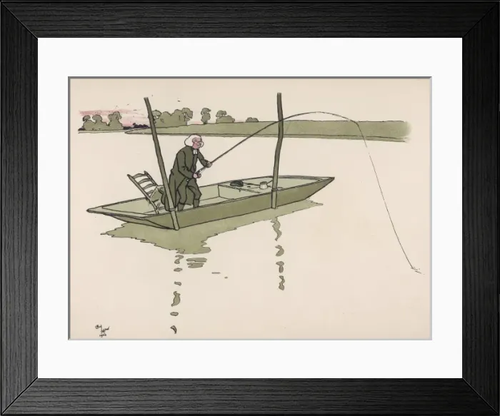 Framed Print : Man Fishes from Boat Framed Print : Man Fishes from Boat