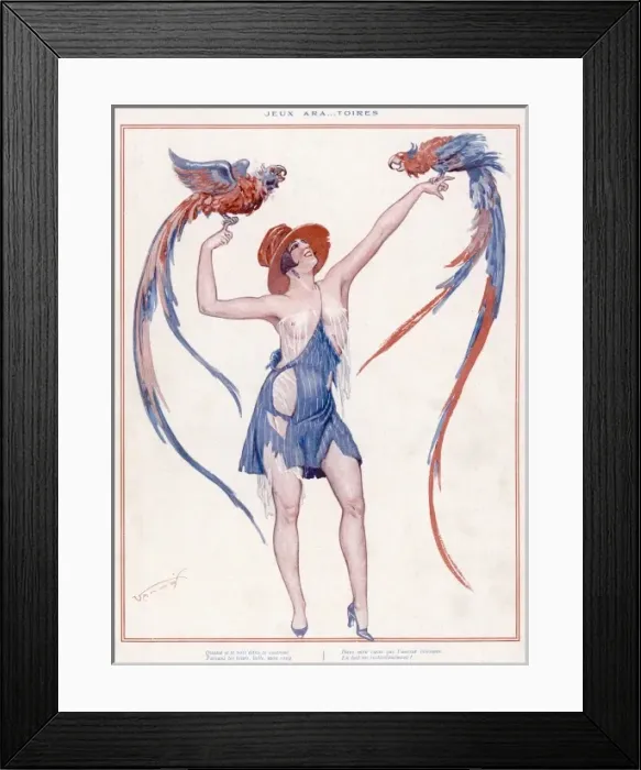 Framed Print : Girl with Parrots Framed Print : Girl with Parrots