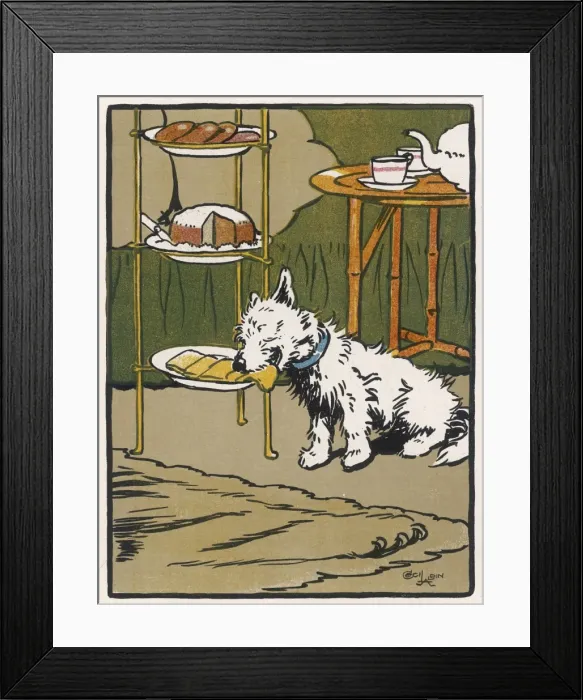 Framed Print : Dog Eats Cake Aldin Framed Print : Dog Eats Cake Aldin