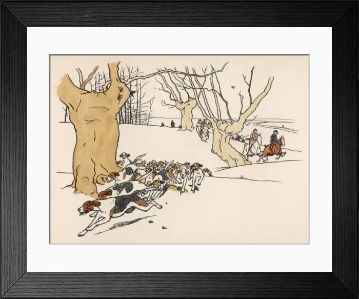 Framed Print : Hounds Chasing Fox Aldin Framed Print : Hounds Chasing Fox Aldin
