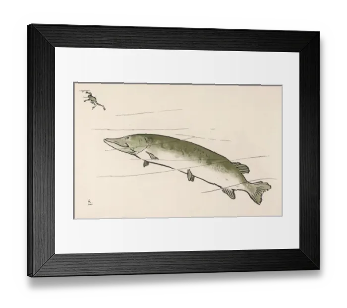 Framed Print : Trout and Frog Aldin Framed Print : Trout and Frog Aldin