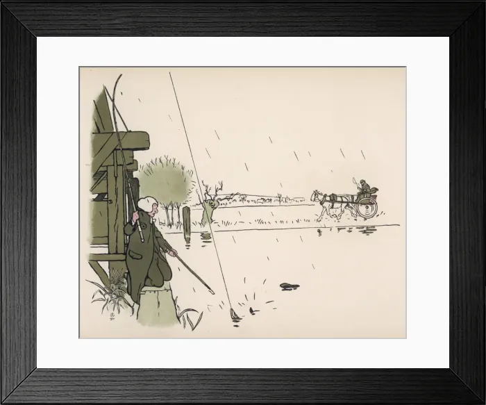 Framed Print : Man Fishes in Rain Aldin Framed Print : Man Fishes in Rain Aldin
