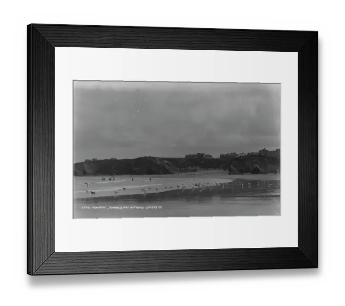 Framed Print : Seagulls and Bathers at Newquay Framed Print : Seagulls and Bathers at Newquay