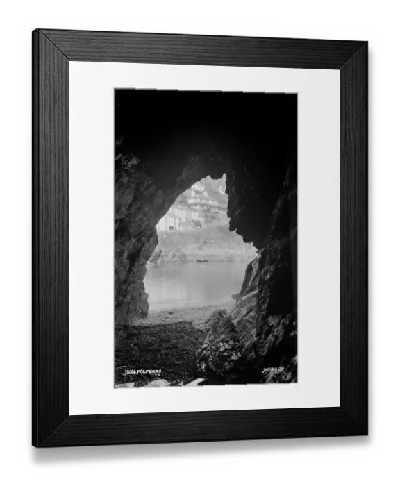 Framed Print : Polperro. This image captures a view from inside a coastal cave Framed Print : Polperro. This image captures a view from inside a coastal cave