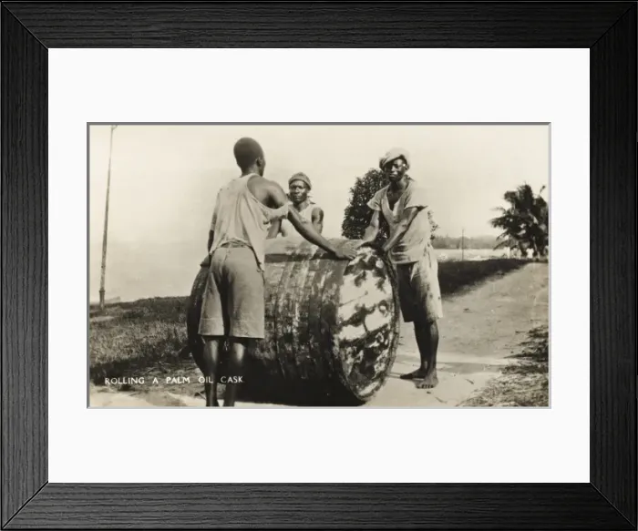 Framed Print : Rolling a Palm Oil Cask - Nigeria Framed Print : Rolling a Palm Oil Cask - Nigeria