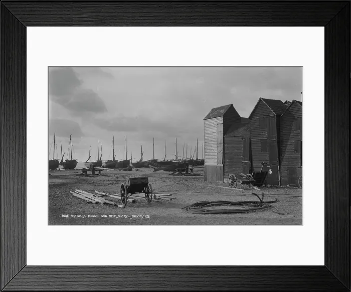 Framed Print : Hastings Beach and Net Shops Framed Print : Hastings Beach and Net Shops