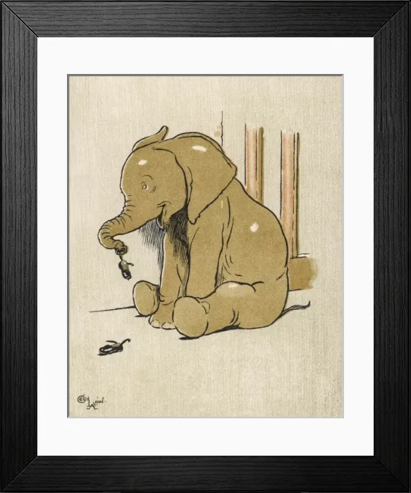 Framed Print : Baby Elephant Aldin 1907 Framed Print : Baby Elephant Aldin 1907