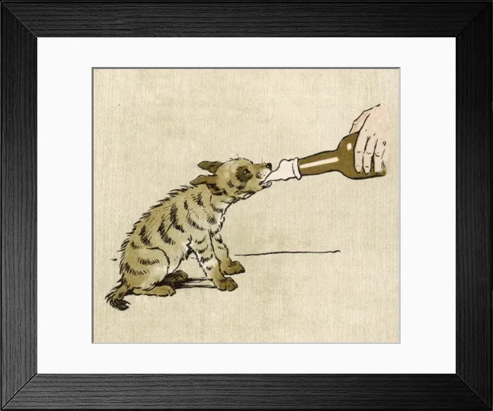 Framed Print : Baby Hyena Drinking 1907 Framed Print : Baby Hyena Drinking 1907