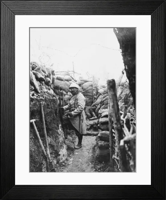 Framed Print : French soldier in a trench 1915